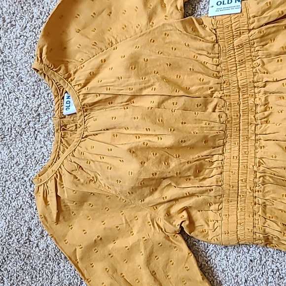 Old Navy Mustard Yellow Dot Dress with Peek a boo back - Picture 2 of 7